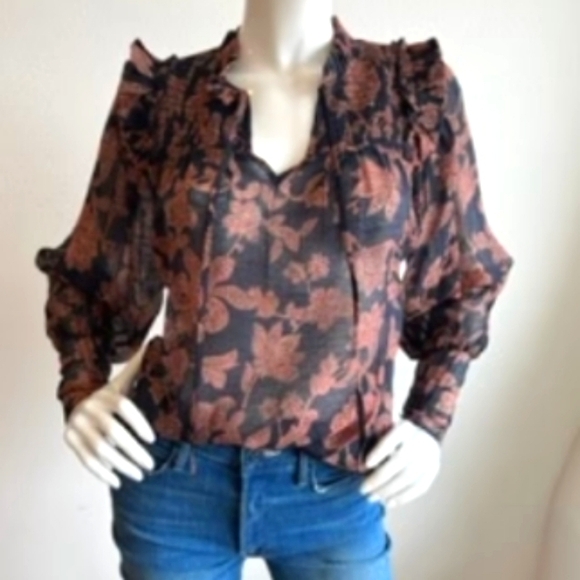 MELISSA NEPTON Tops - Melissa Nepton Copper Navy Lou Blouse sz Large